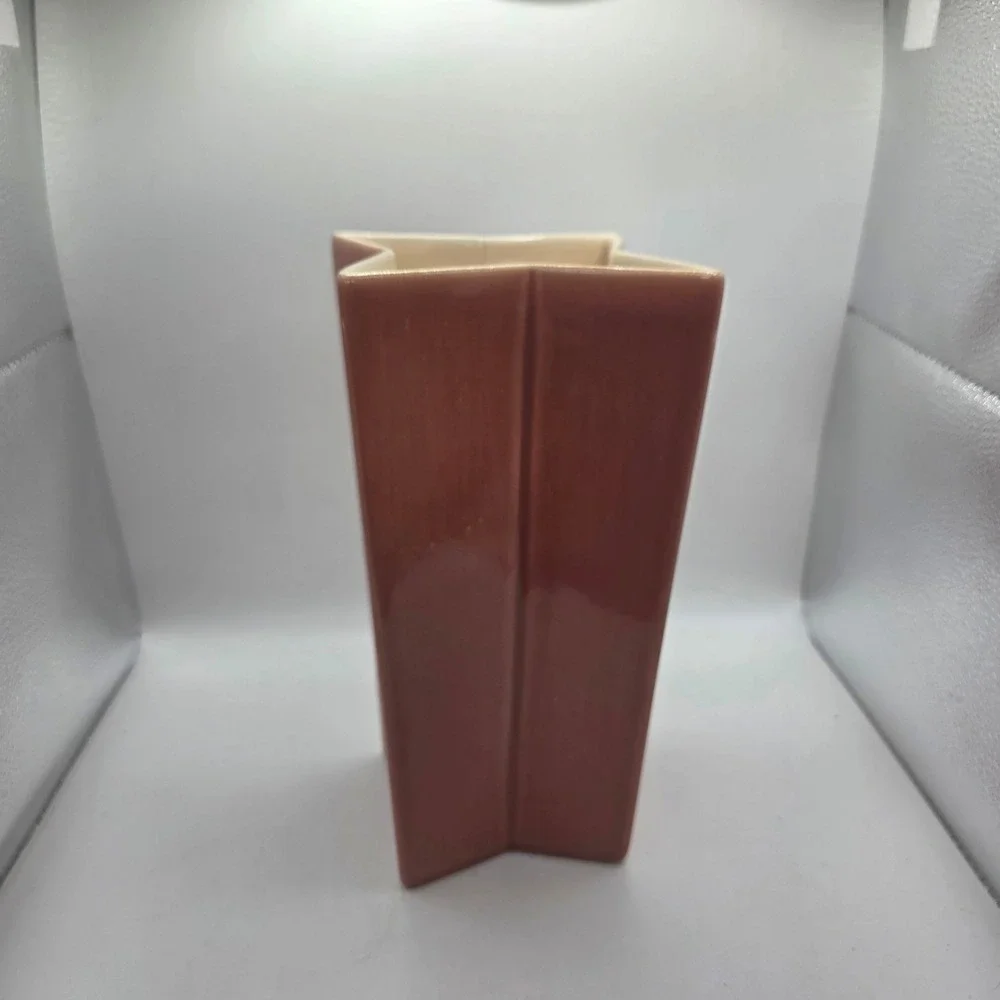 Vintage Red Wing Pottery Geometric Star Vase Pink Art Deco MCM USA
